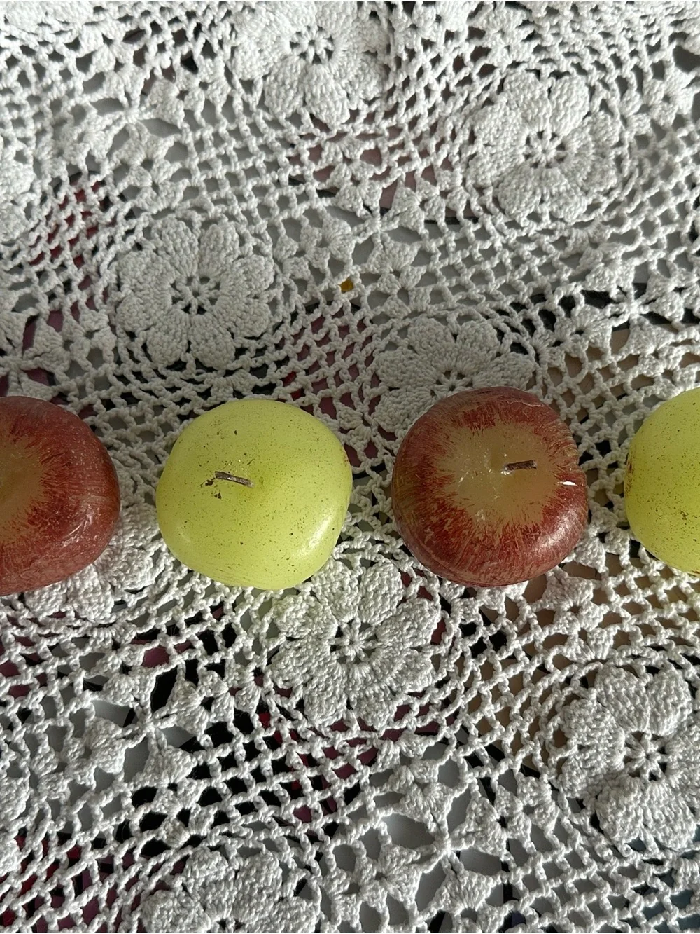 Set of 4 Vintage Decorative Faux Apples Novelty Candles, Thanksgiving Fall decor